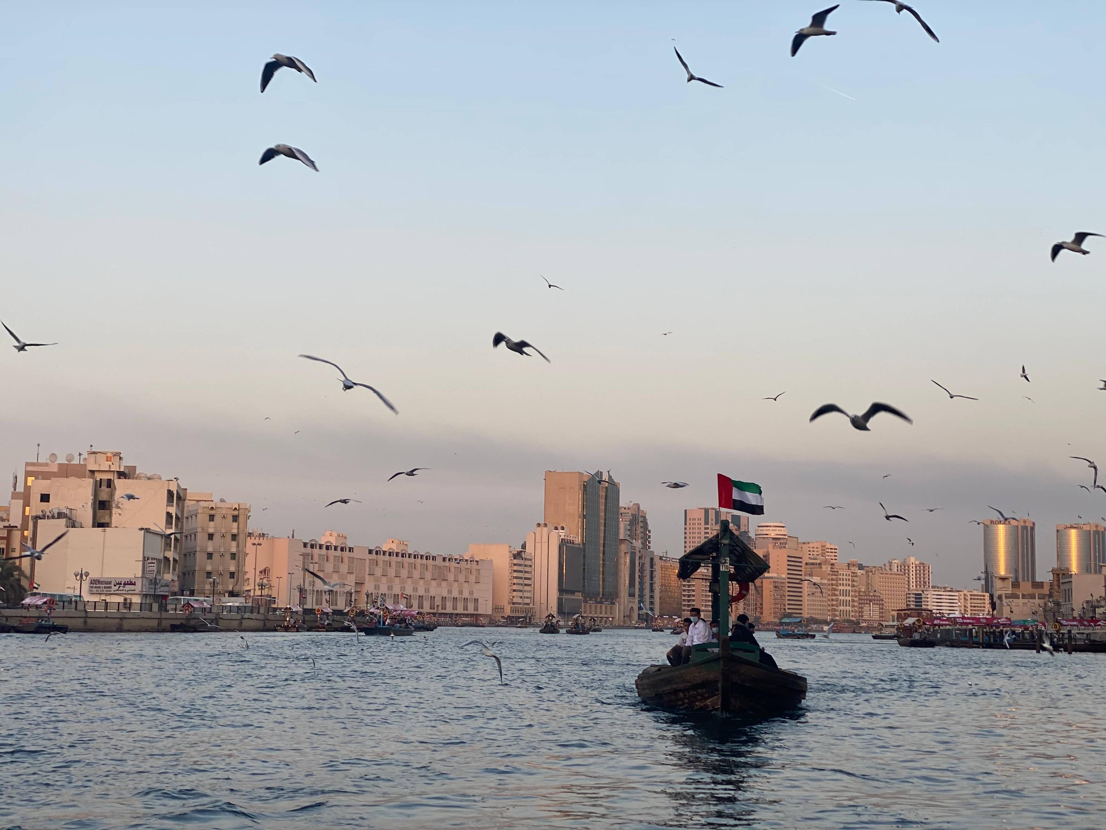 يرفرف علم دولة الإمارات بفخر على صاري قارب العبرة، التي تنقل الركاب عبر خور دبي. والعبرة هي واحدة من الأشكال الأولى من وسائل المواصلات العامة في دولة الإمارات.
المصور: منى الزعابي