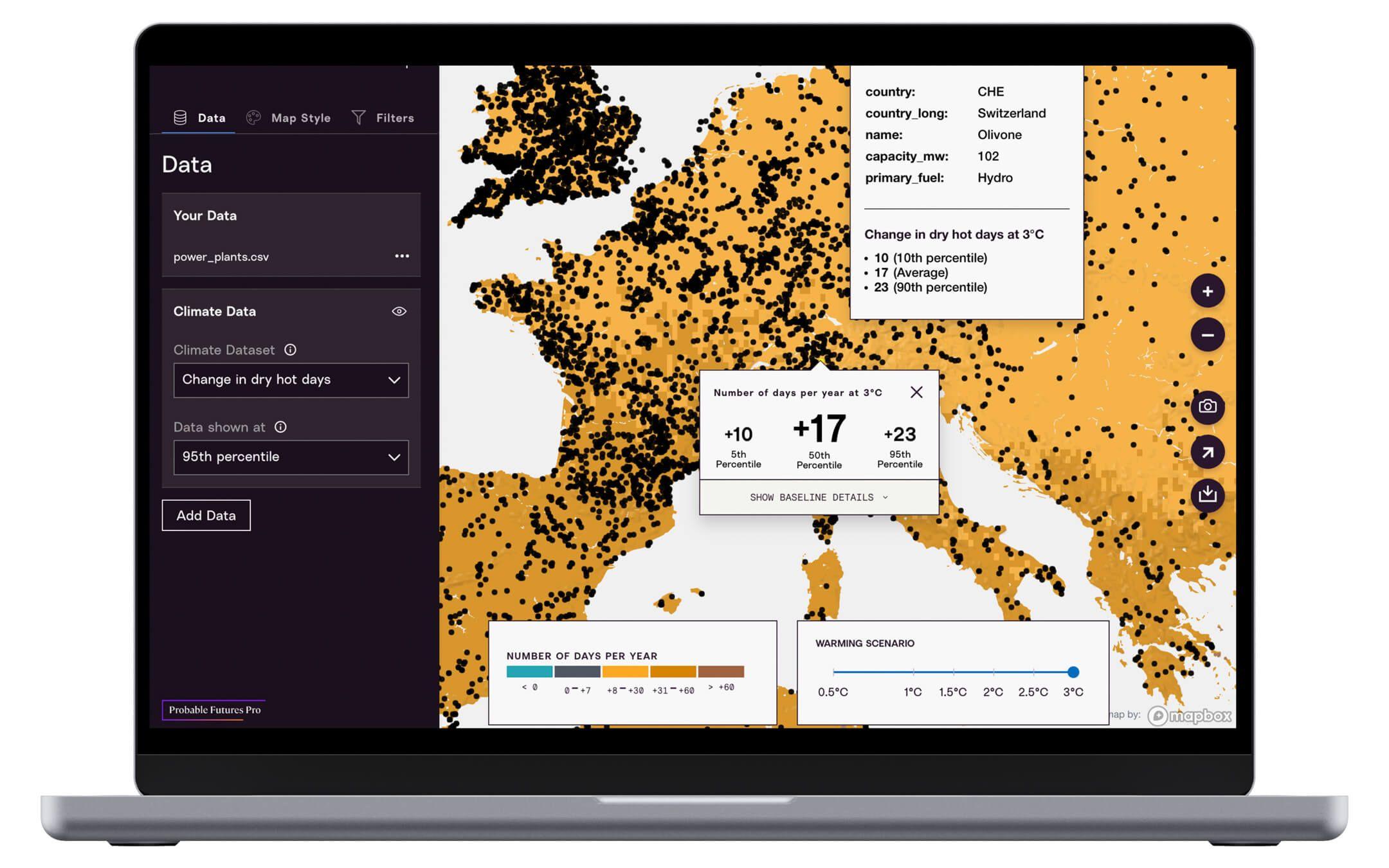 Visitors to the Probable Futures platform can search for specific climate data centred on their region. 
Photo: Probable Futures