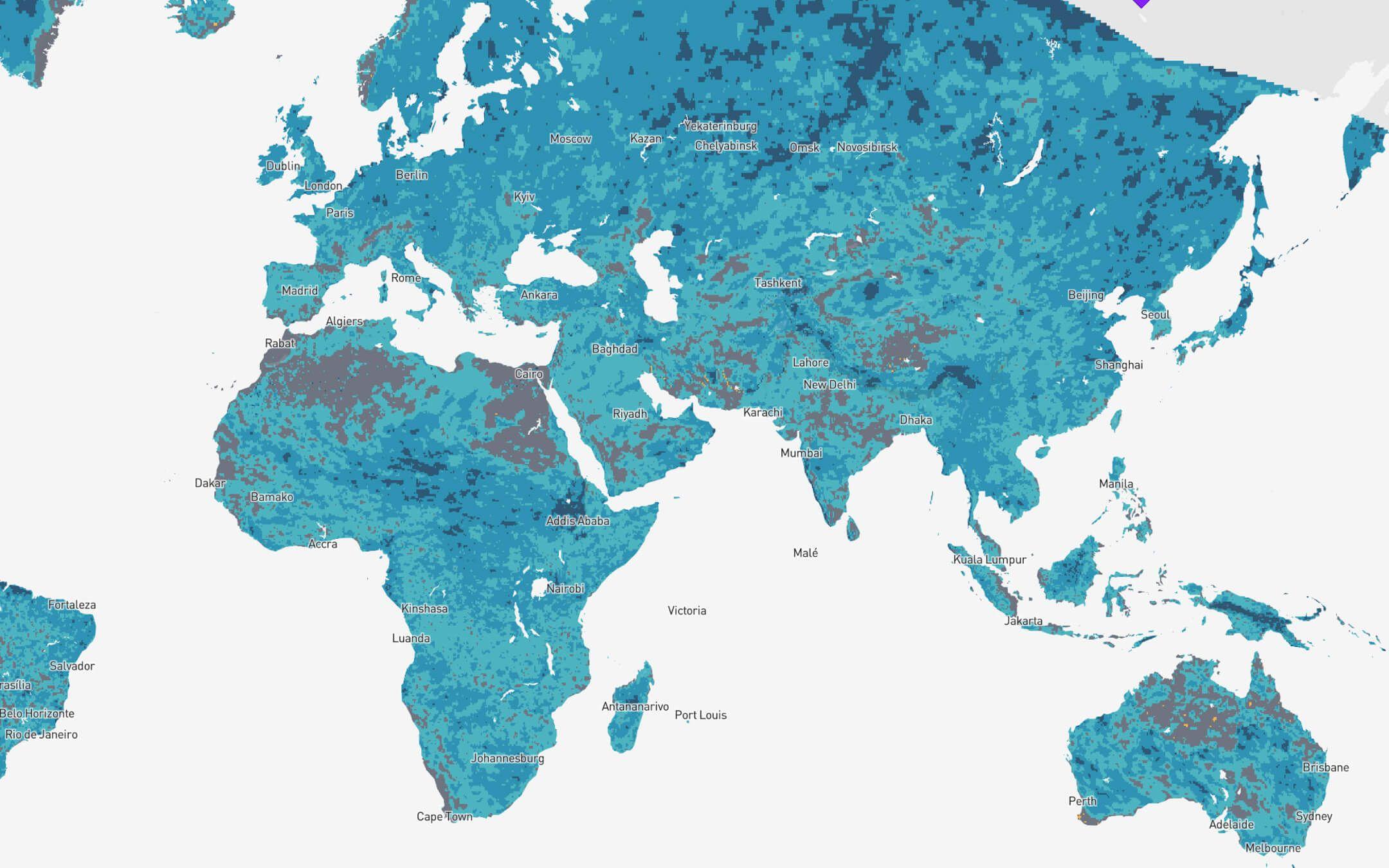 Maps such as these highlight the changing face of the Earth – the map above displays the change in frequency of storms across Europe and the African continent. 
Photo: Probable Futures