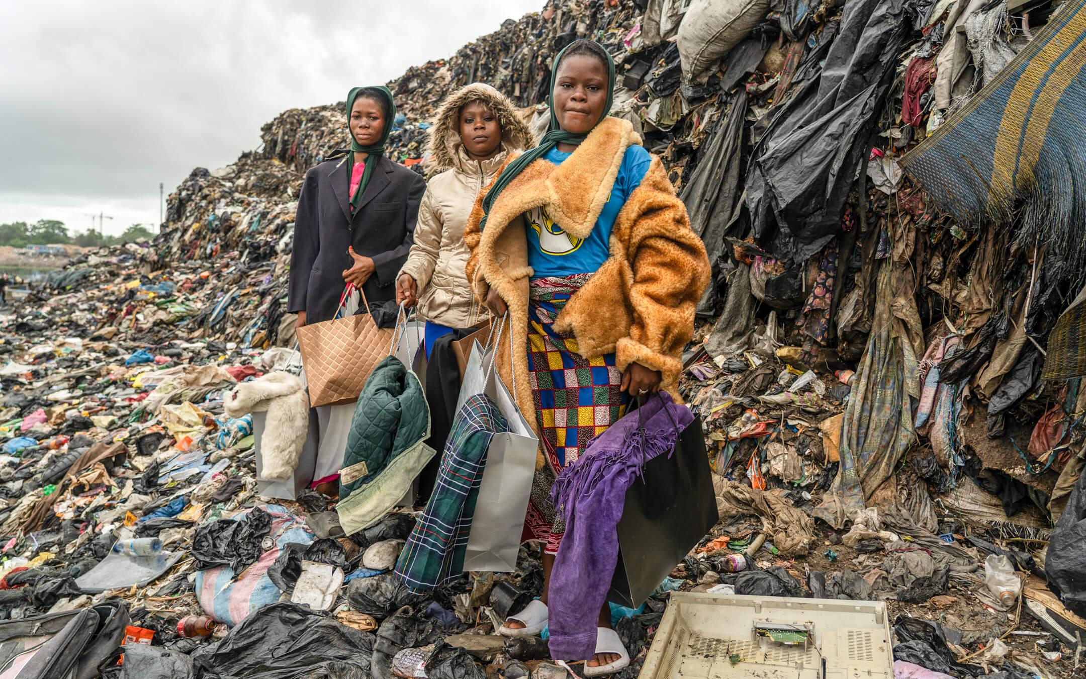 A mountain of waste overlooks Kantamanto Market. 
Photo: The Revival