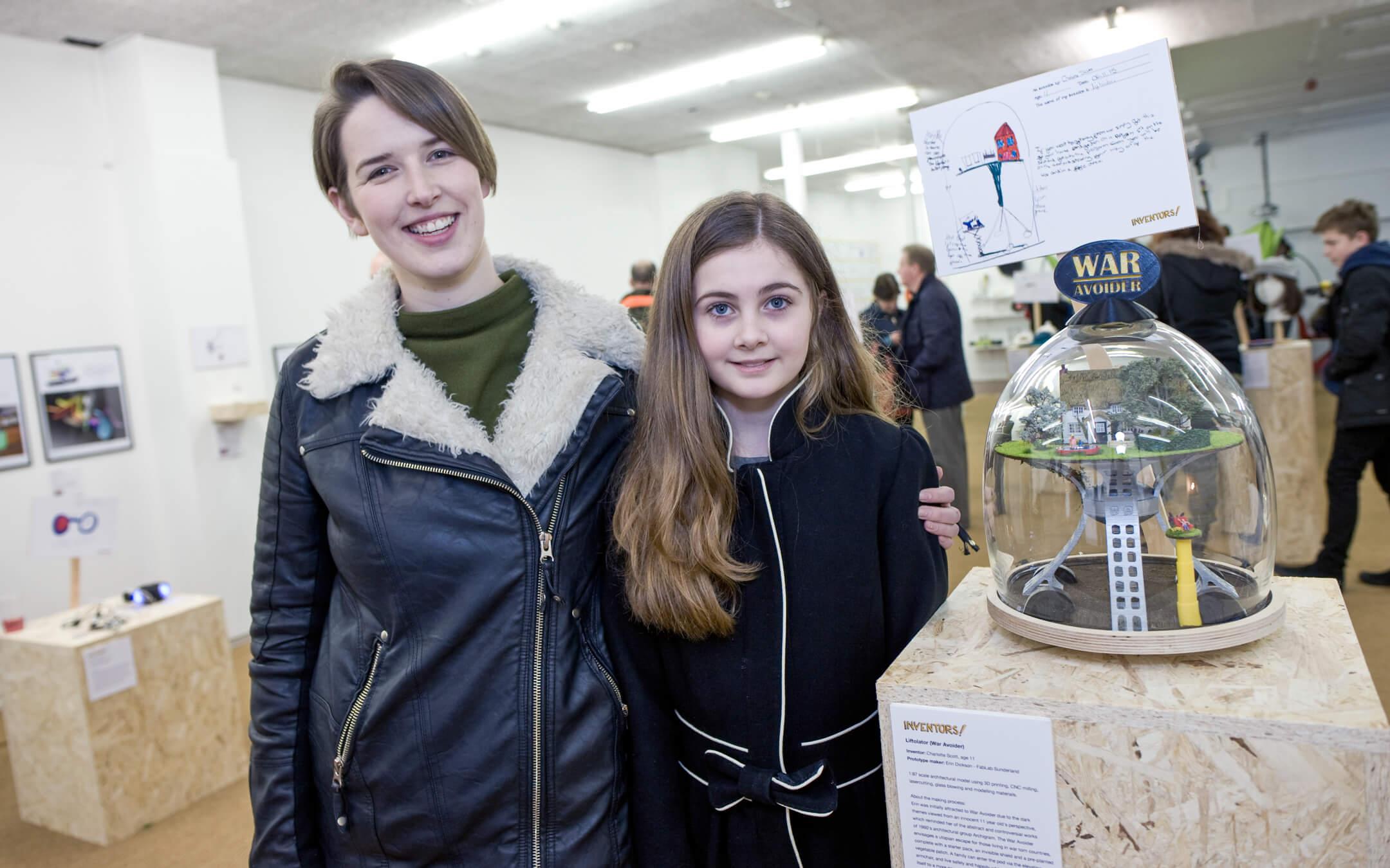 Charlotte’s empathetic design of the ‘War Avoider Device’ lifts homes out of war zones and deposits them in a safer area.
Photo: Little Inventors