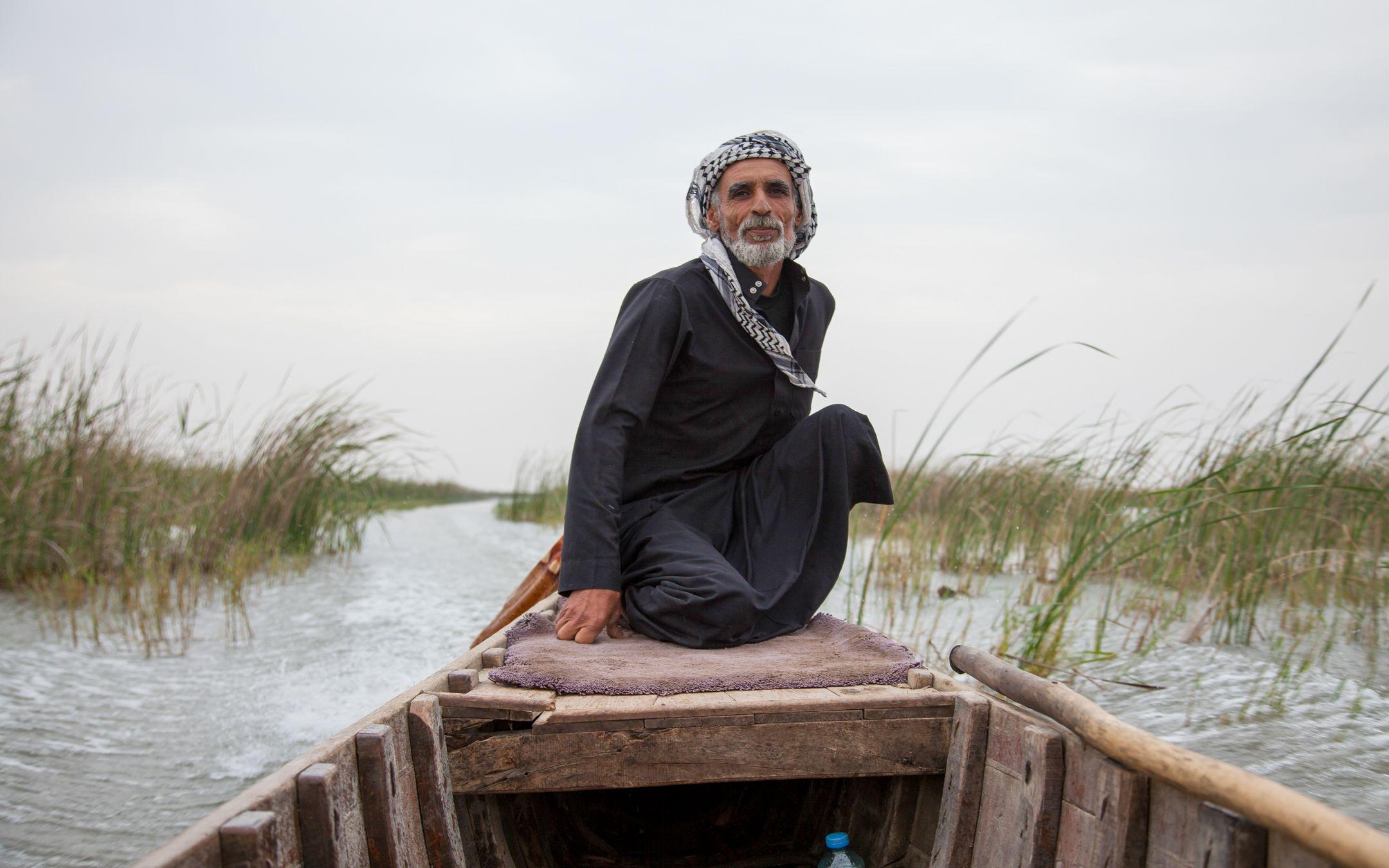 Abu Haider, boatman and singer. Mesopotamian Marshes 2014.
Photographer: Meridel Rubenstein