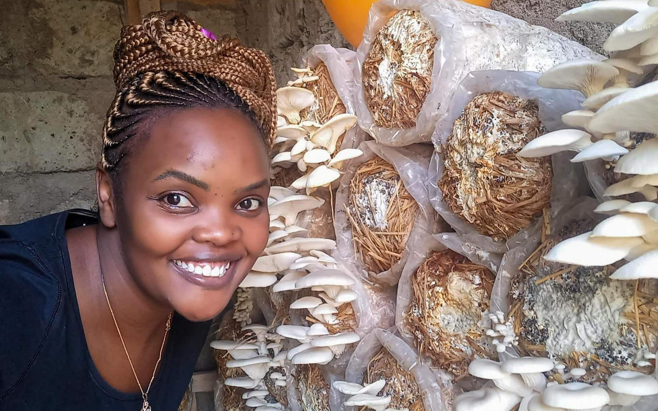 Mushroom farming taught Wangari about resilience and adaptation.
Photo: Farmer on Fire