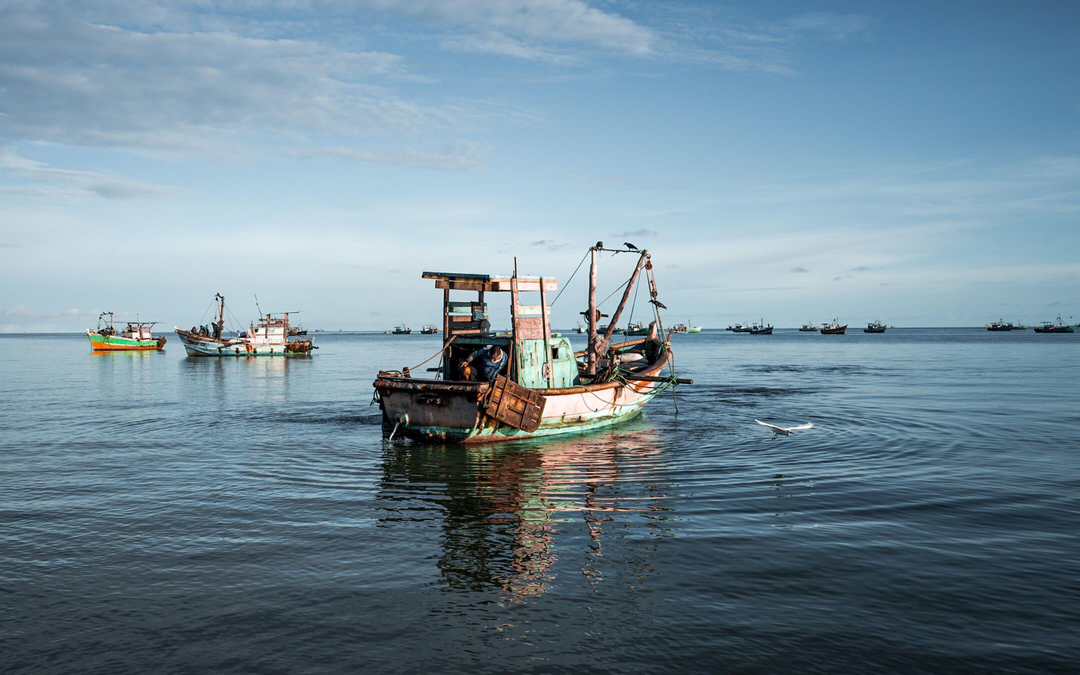 A small fishing boat rests at anchor along the Sri Lankan coast.
Photographer: Adam Moore