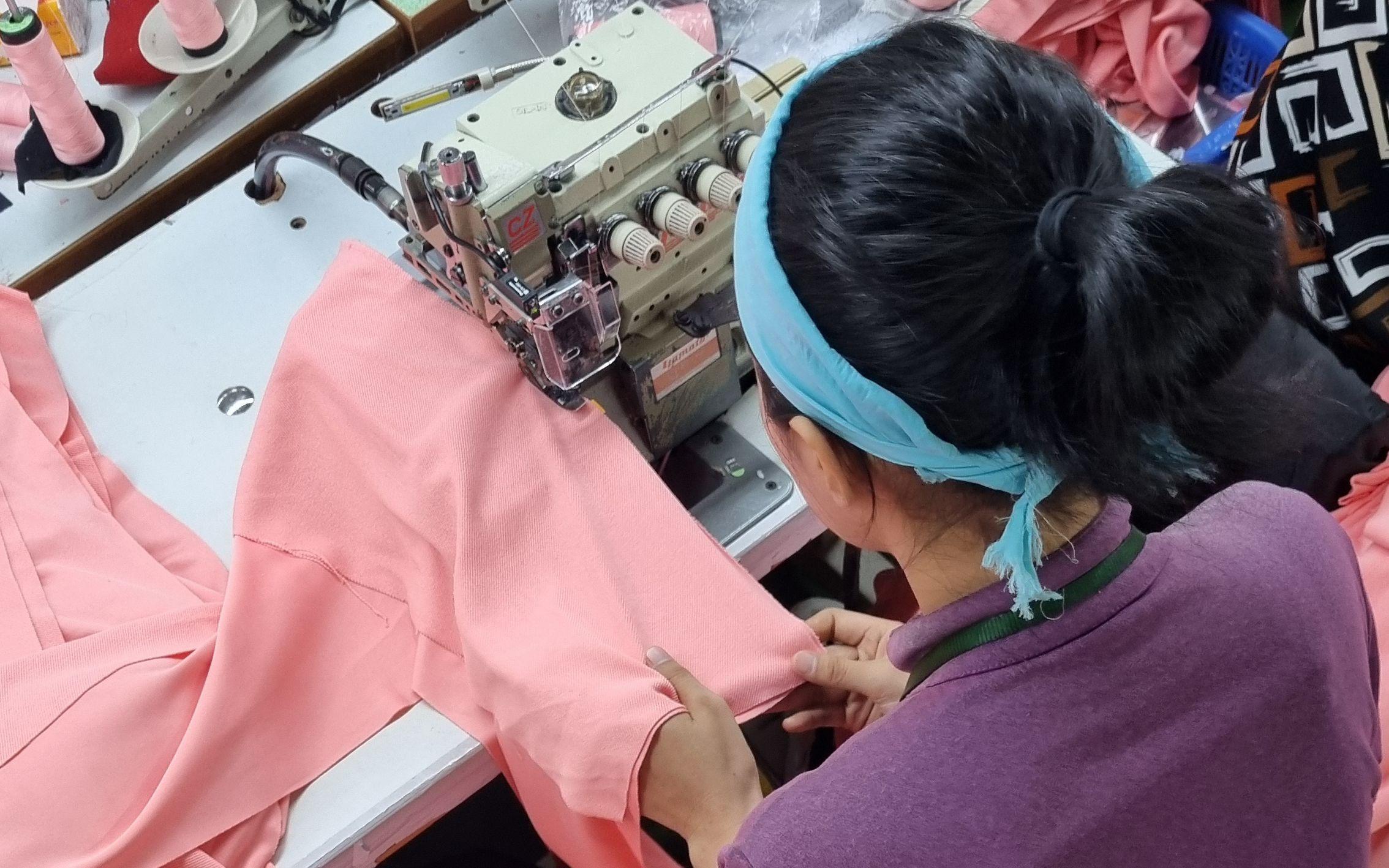 A sewing station uses textiles from Closed Loop Fashion.
Photo: Closed Loop Fashion