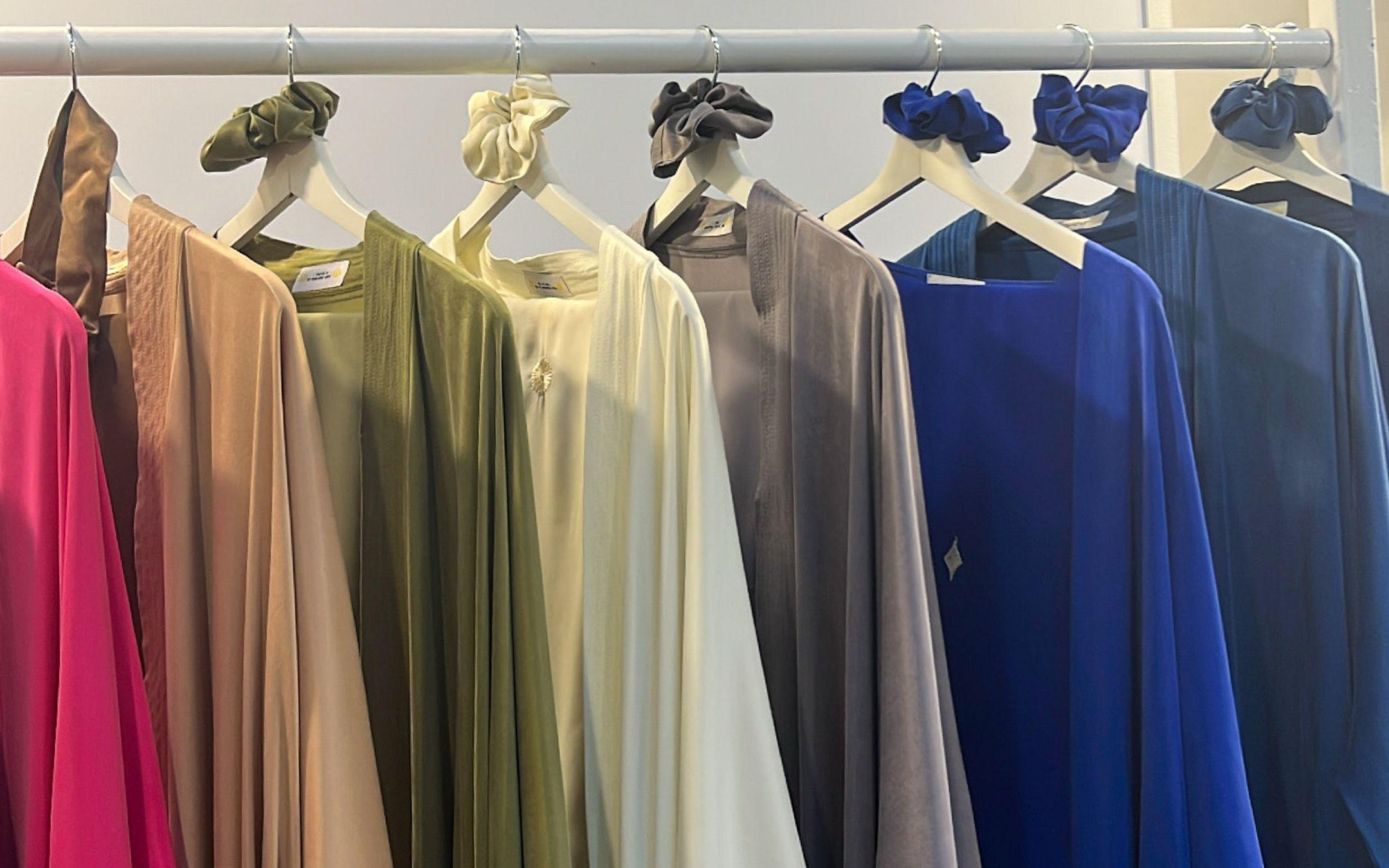 Sustainable abayas, arrayed in a variety of brilliant colours, are a staple of UAE-based, slow fashion company Yello.
Photo: Yello