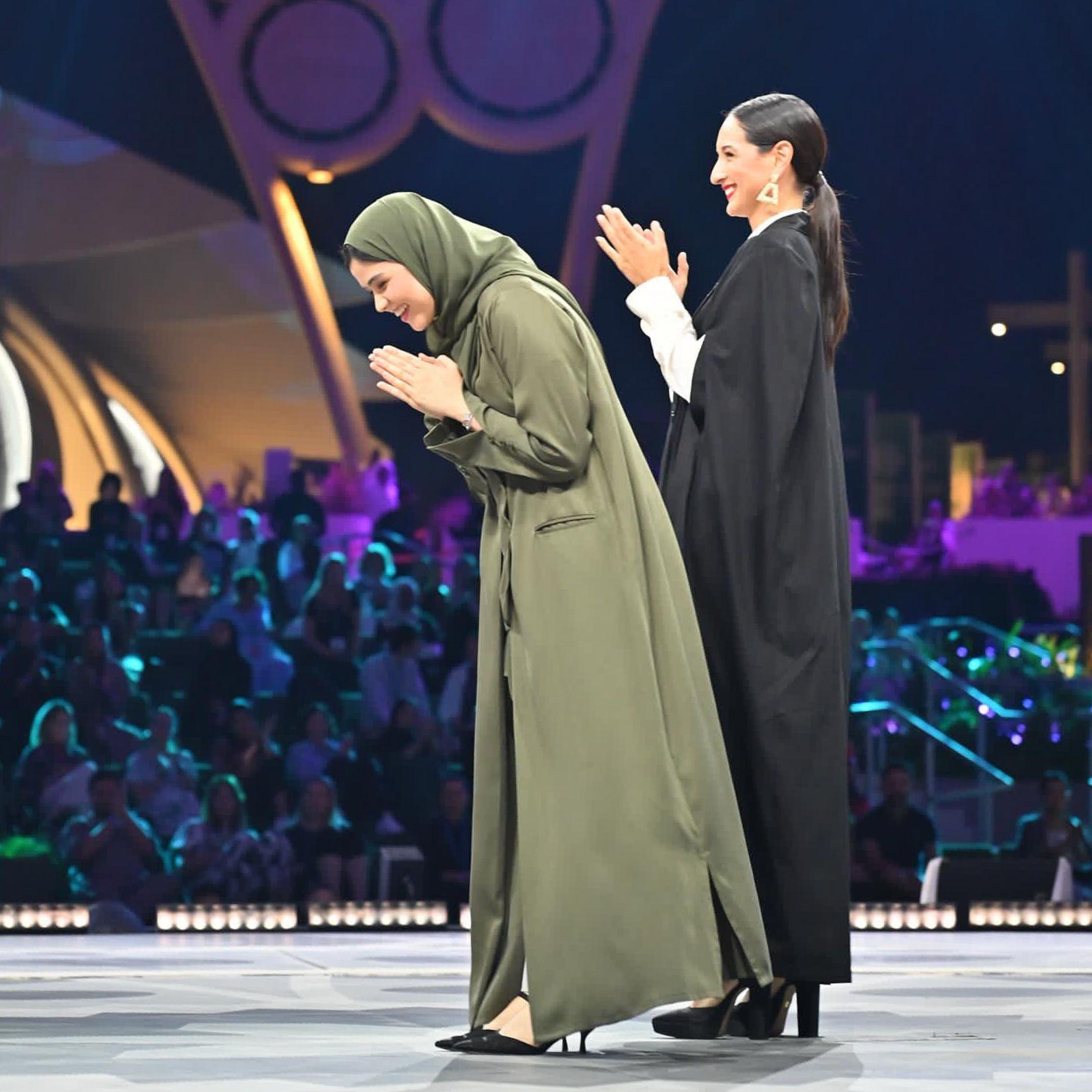 Zein Altawil of Yello greets the audience at a sustainable fashion show during COP28 in Dubai, UAE.
Photo: Yello